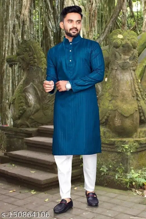 Striped Kurta Set for Men (S)