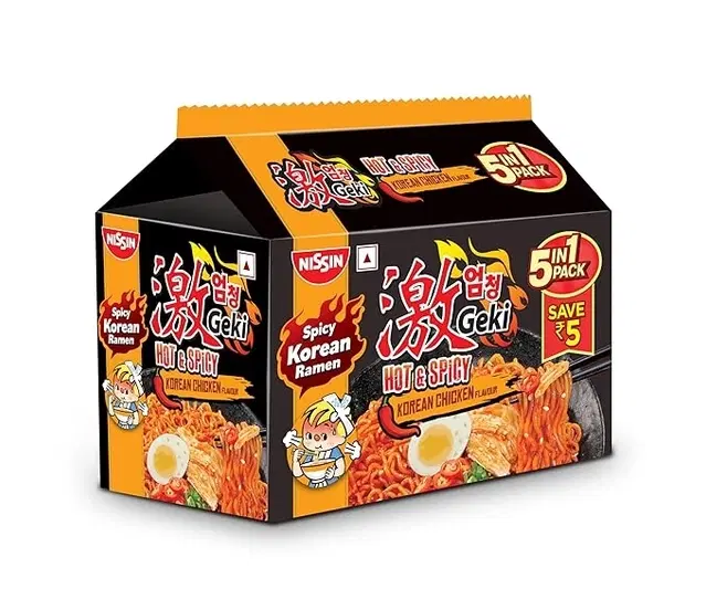 Nissin Geki Korean Chicken 5 In 1 Pack 400 g (Pouch)
