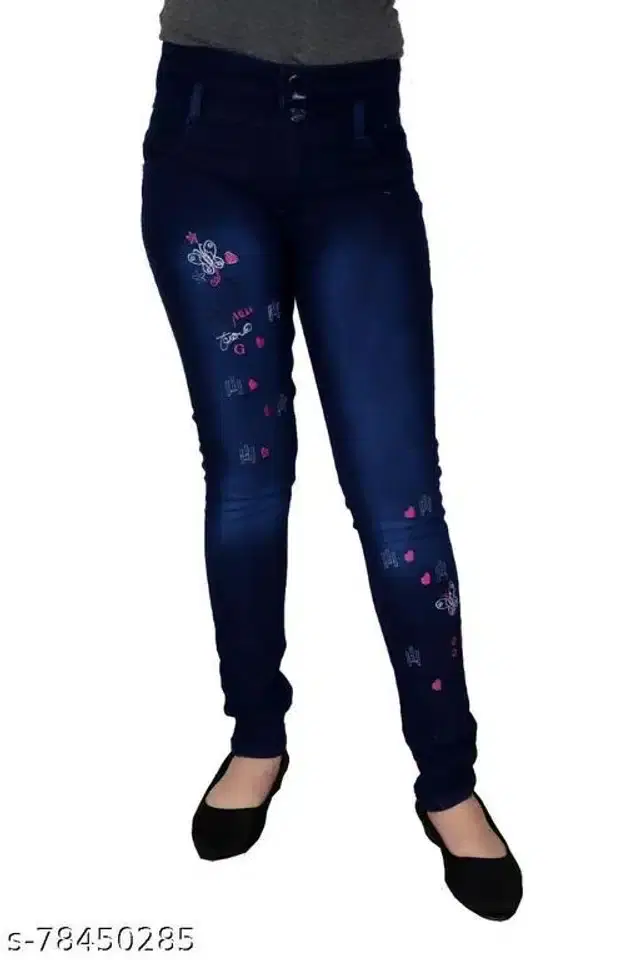 Denim Jeans for Girls (Blue, 9-10 Years)