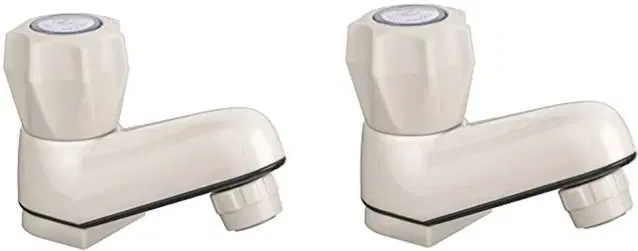 Plastic Pillar Taps, White, Pack of 2