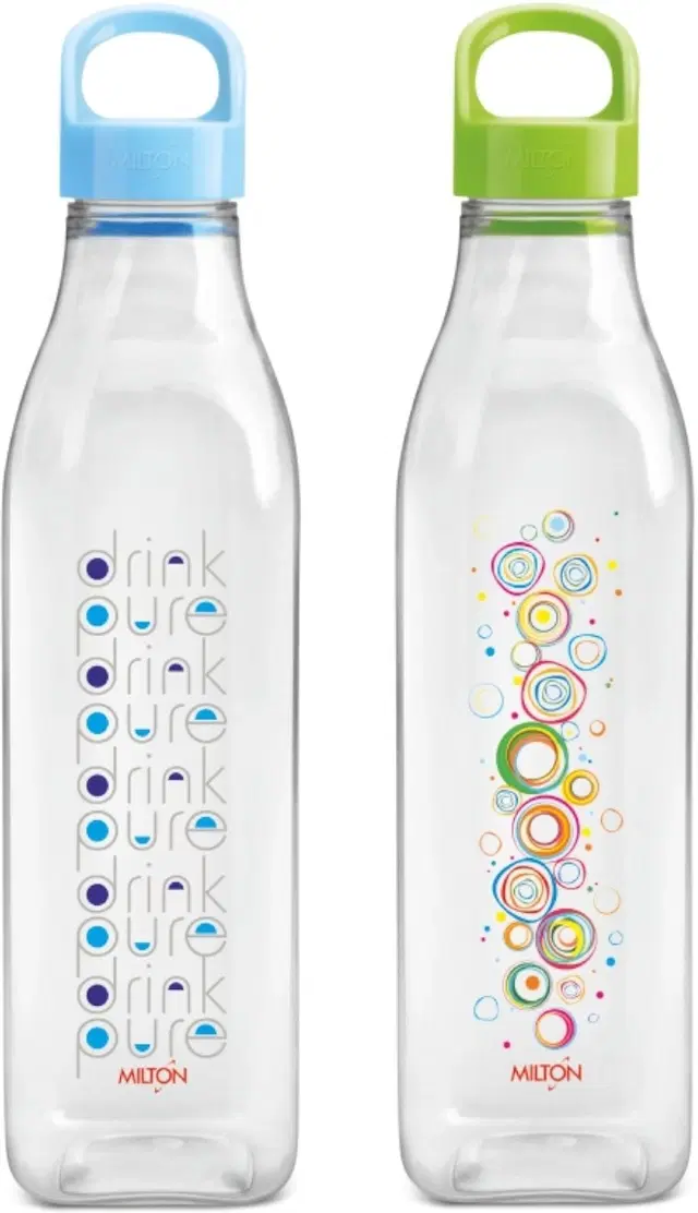 Milton Plastic Water Bottles, Pack of 2, Green & Blue, 1000 ml