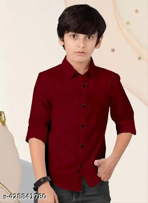 Solid Cotton Kurta Set for Boys (Maroon, 6-7 Years)
