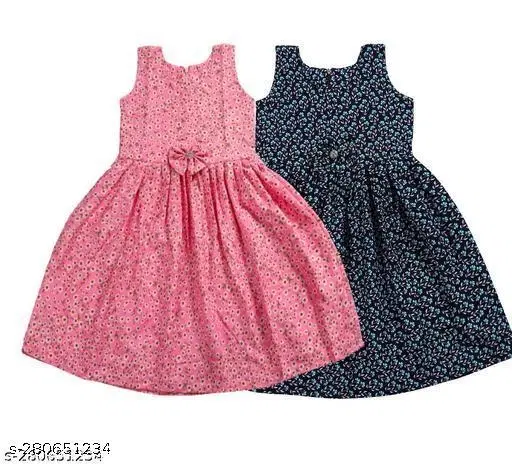 Pack of 2 Frocks for Girls (Pink, 7-8 Years)