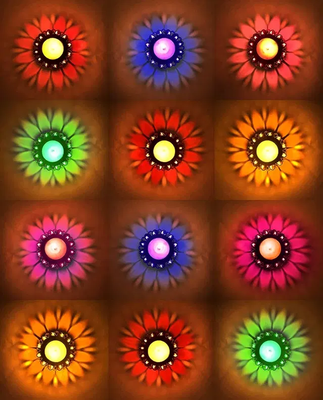 Plastic 3D Shadow Reflection Floating Diwali Diyas, Multicolor, Pack of 24