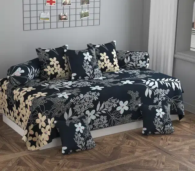 Microfiber Diwan Cover Set, Multicolor, Pack of 8