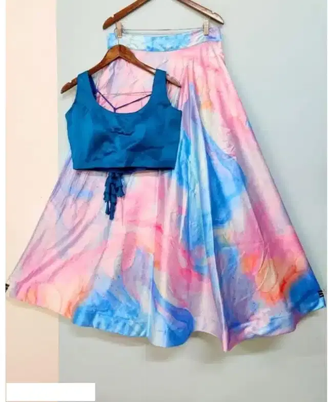 Digital Printed Unstitched Lehenga Choli for Women (Multicolor)