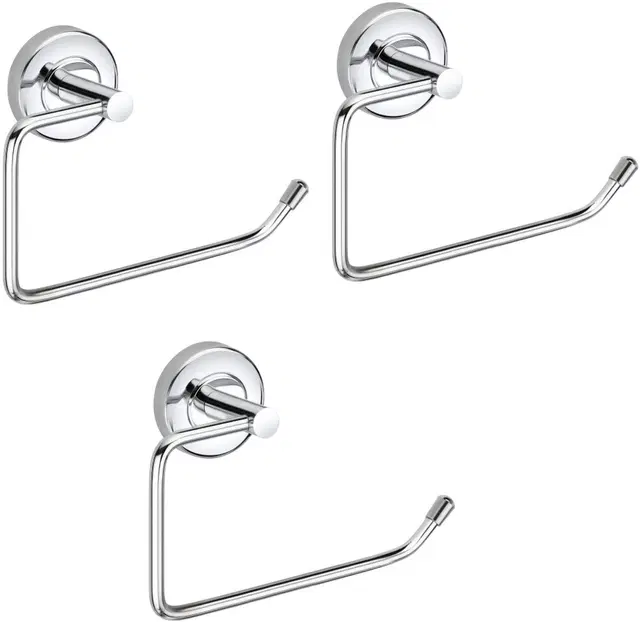 Stainless Steel Multipurpose Towel Ring with Wall Flange, Silver, Set of 3