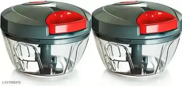 Plastic Vegetable Chopper, Black & Grey, 450 ml, Pack of 2