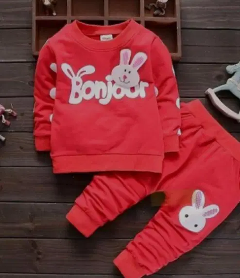 Cotton Blend Printed Clothing Set for Boys, Red (0-6 Months)