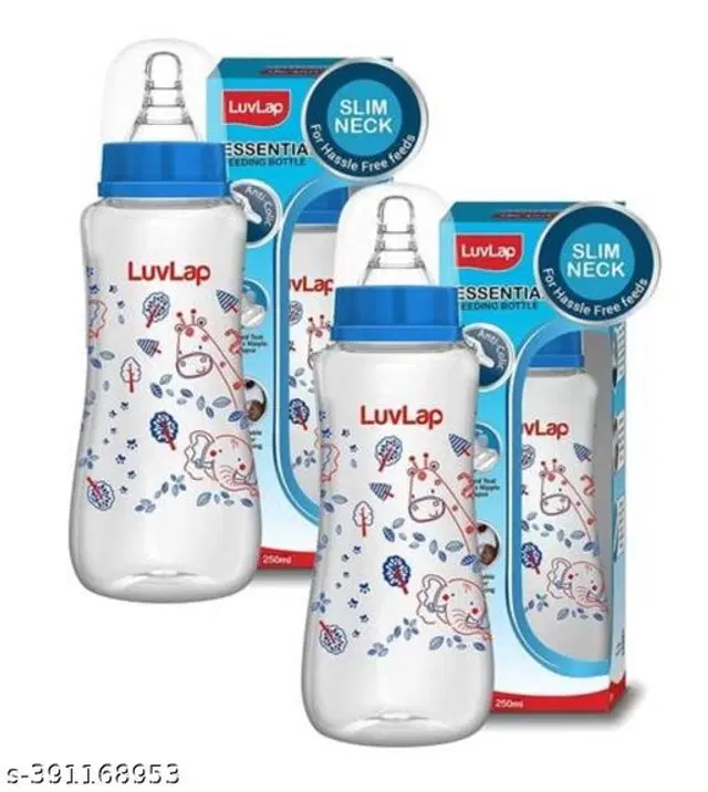 LuvLap Plastic Feeding Bottle for Baby, Multicolor, 250 ml, Pack of 2