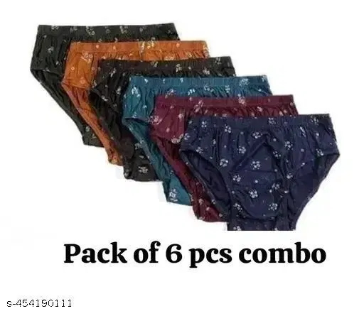 Floral Mid Rise Briefs for Women, Pack of 6 (Brown, S)