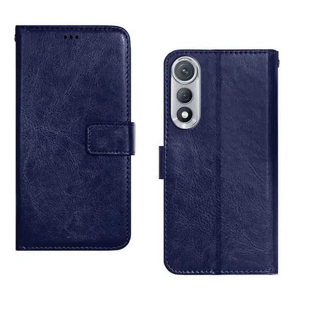 Artificial Leather Mobile Flip Cover for Tecno POVA CURVE (Blue)