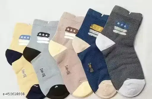 Printed Ankle Length Cotton Socks for Kids ,Multicolor, Set of 4 (3-4 Years)