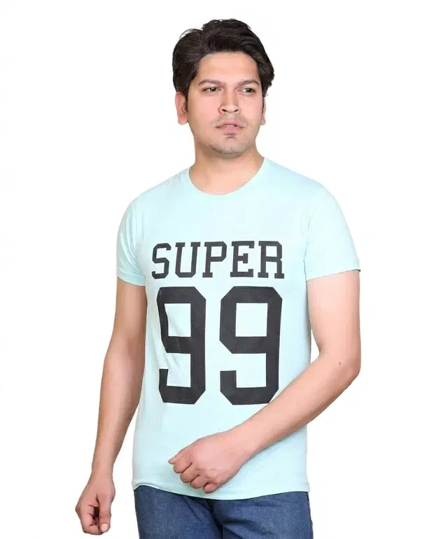 Cotton Blend Printed T-shirt for men, Light Green (M)