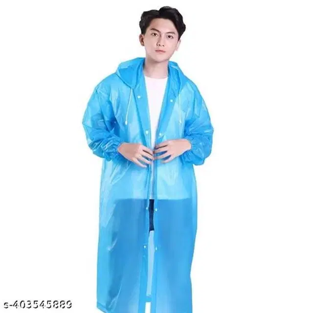 Polyester Rain Coat for Men & Women, Sky Blue, Free Size
