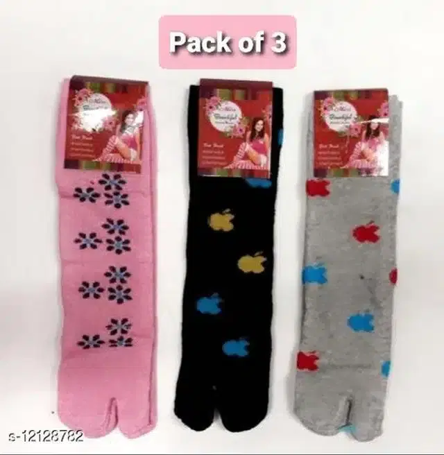 Wool Socks for Women, Set of 3 (Multicolor)