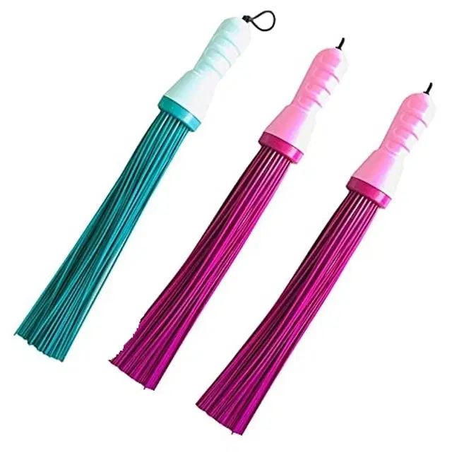 Plastic Brooms Bathroom & Home Floor Cleaning, Multicolor, Pack of 3