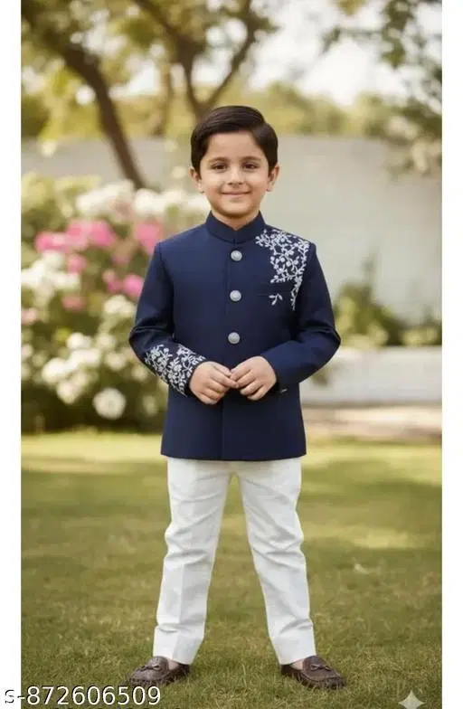 Botanical Cotton Kurta Set for Boys (White, 0-1 Years)