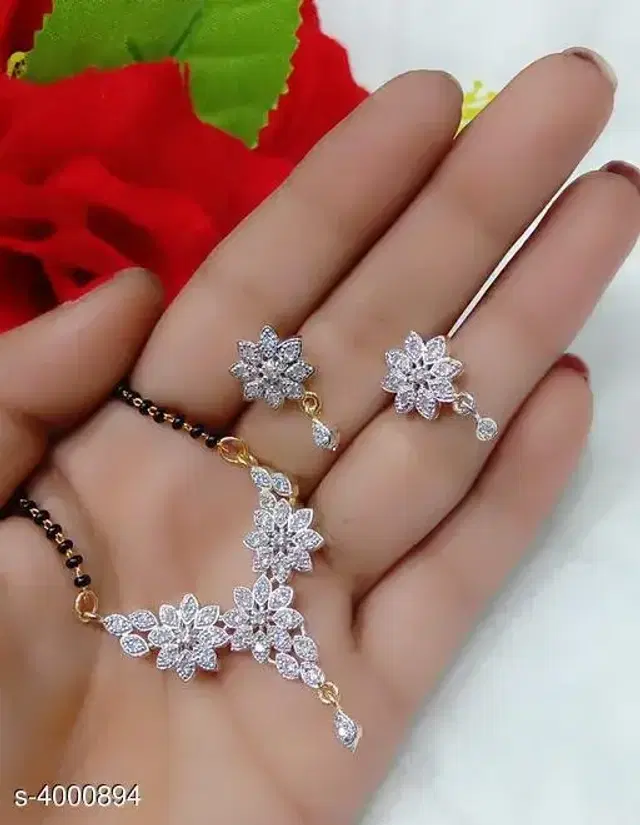 Mangalsutra with Earrings for Women, Set of 1 (Multicolor)