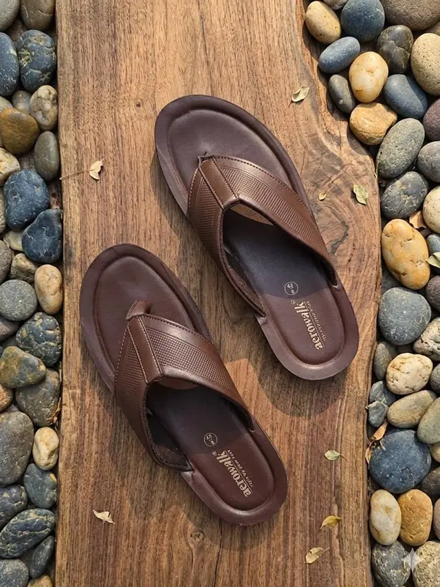 aerowalk Casual Flip Flops for Men (Brown, 6)