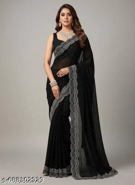 Chanderi Silk Embellished Saree For Women, Purple