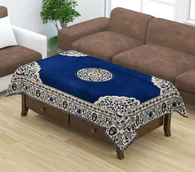 Furnishing Hut Velvet Table Cover Blue 36x54in