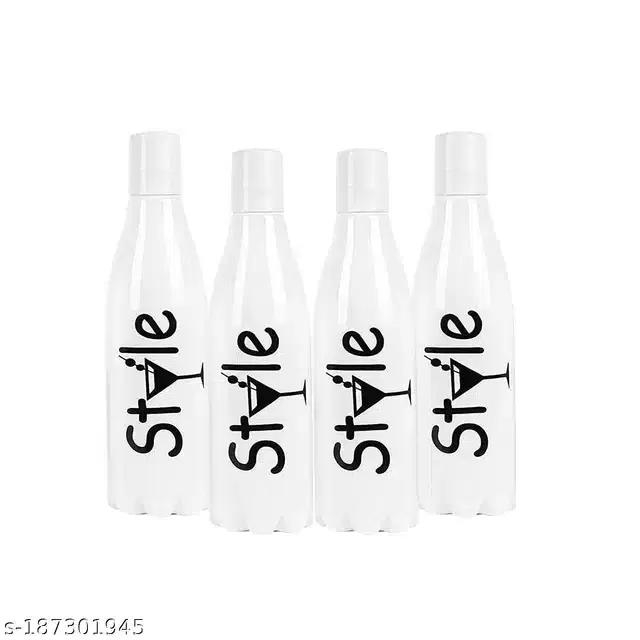Plastic Water Bottles Set, Pack of 4, White, 1000 ml