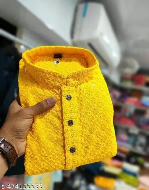 Embroidered Floral Rayon Regular Top for Women (Yellow, S)