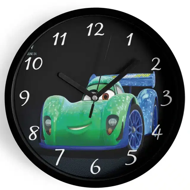 Analog Cars Wall Clock for Home, Black, 7 Inches