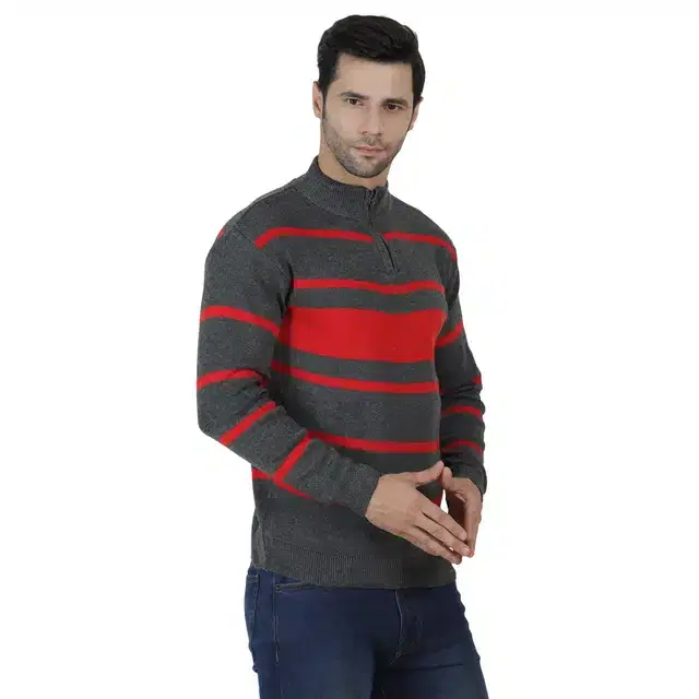 Men's Casual Sweater (Grey, XL) (A-40)