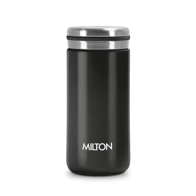Milton Shiny 200 Thermosteel Water Bottle 190 ml, Long Hours Hot and Cold I Leak Proof Lid, ISI Certified I Vacuum Insulated I for Office, Gym, School I Black