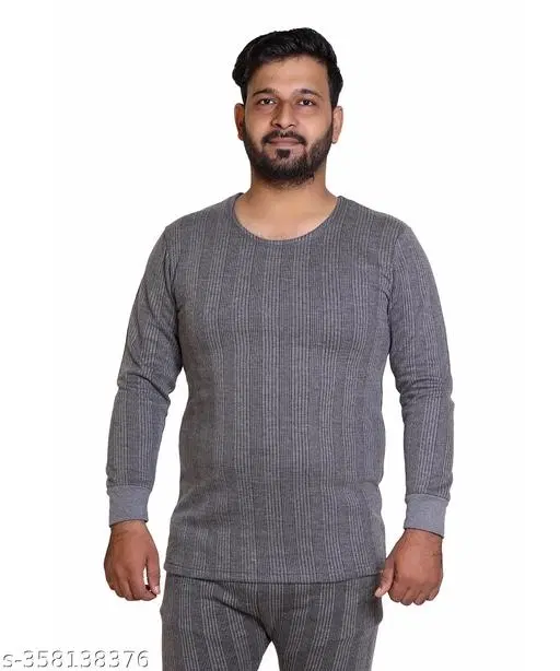 Woolen Thermal Top for Men (Grey, M)