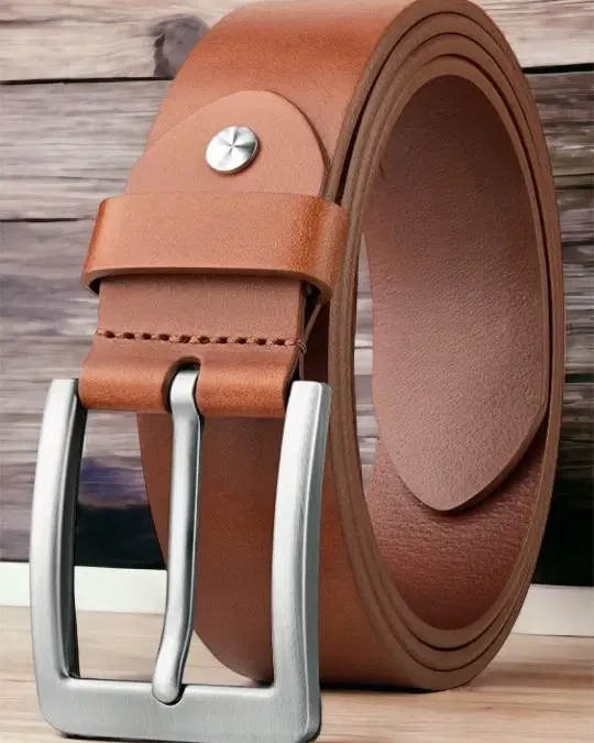 Formal Leather Belt for Men (Tan, 38)