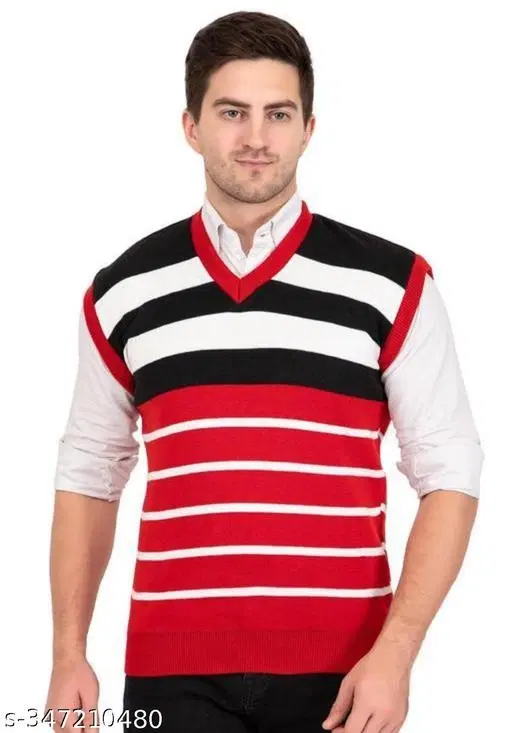Half Sleeves Sweater for Men (Multicolor, L)