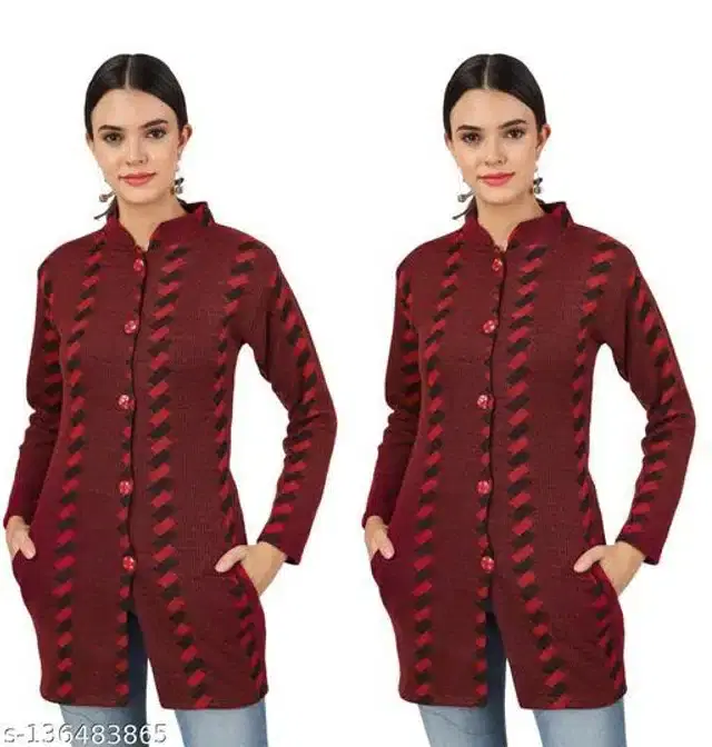 Woolen Cardigans for Women, Pack of 2 (Multicolor, M)