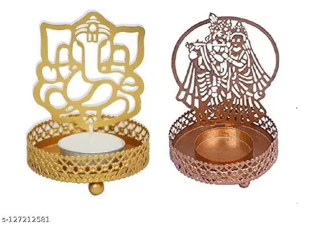Tealight Candle Holder, Pack of 2, Gold