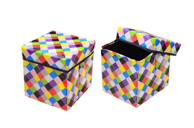 PVC Printed Foldable Kids Stool, Multicolor