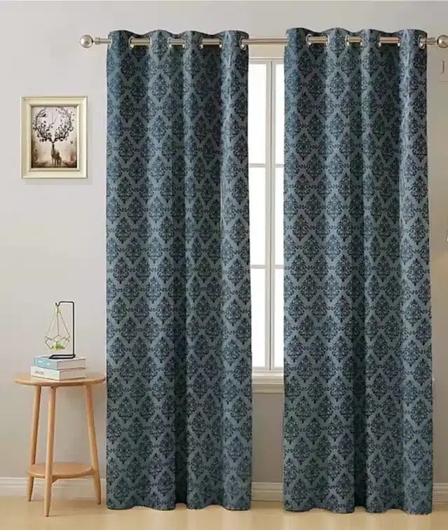 Cotton Door & Window Curtains, Pack of 2, Grey, 5 feet
