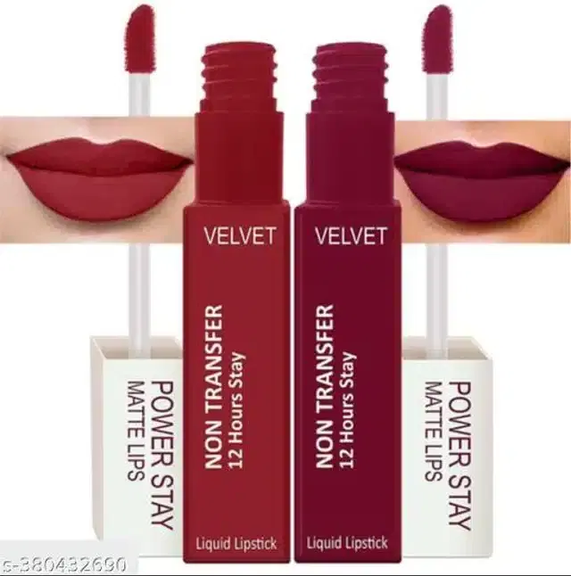 Power Stay Liquid Lipstick, Red, Maroon [Pack of 2]