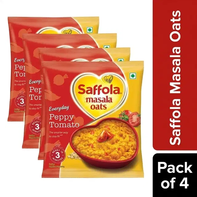 Saffola Peppy Tomato Masala Oats 38 g (Pack of 4)