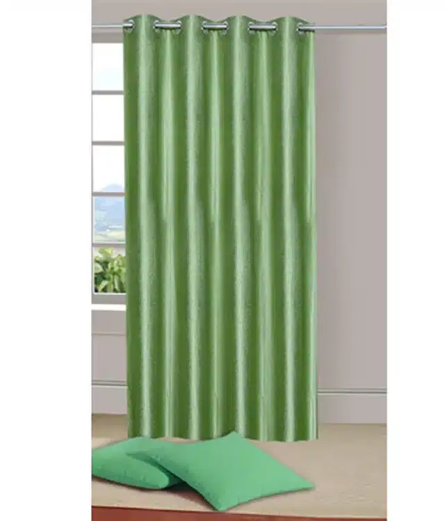 Polyester Solid Door & Window Curtains, Green, 5 feet