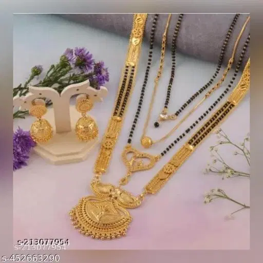 Gold Mangalsutra Set for Women, Pack of 4 (Free Size, Long)