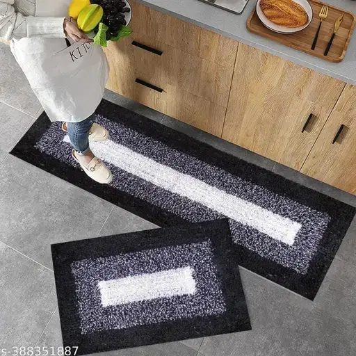 Alaqsa Kitchen & Room Cotton Runner & Mat 15x47 inch/15x23 inch, Pack of 2