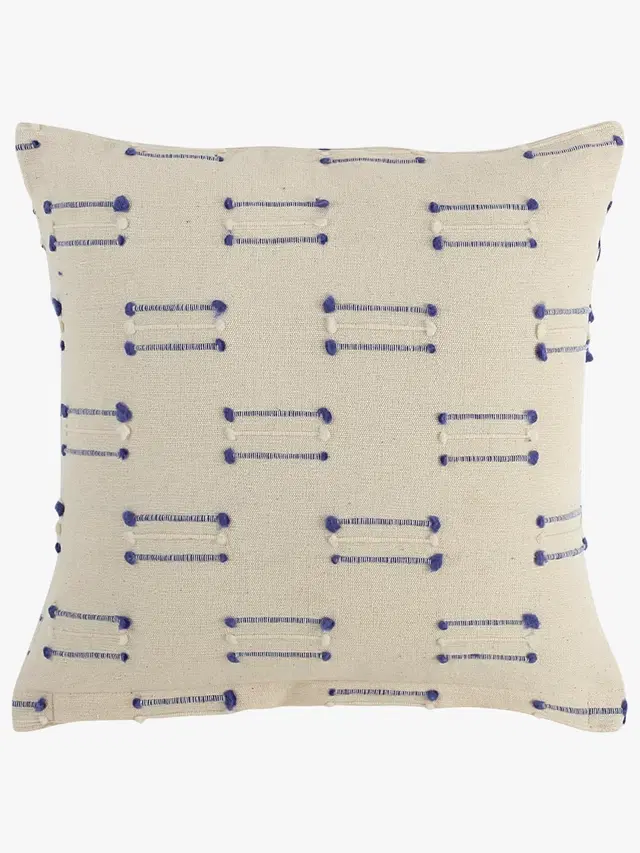 Cotton Cushion Cover, White, 16x16 inches