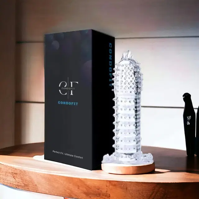 Crystal Dotted Reusable Condom for Men, Transparent