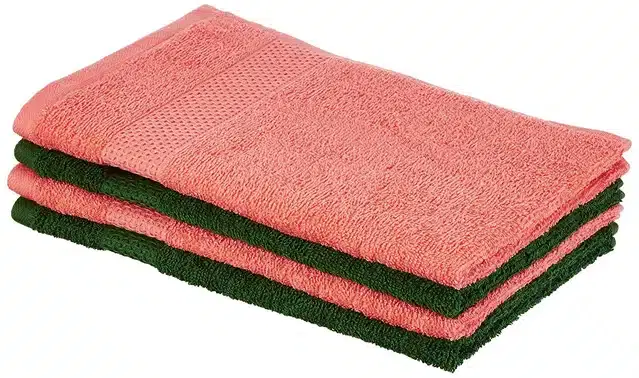 Cotton Hand Towel, Pack of 4, Coral Pink & Mint Green, L