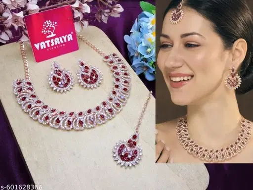 Fashion Necklace Set for Women (Maroon, Free Size)