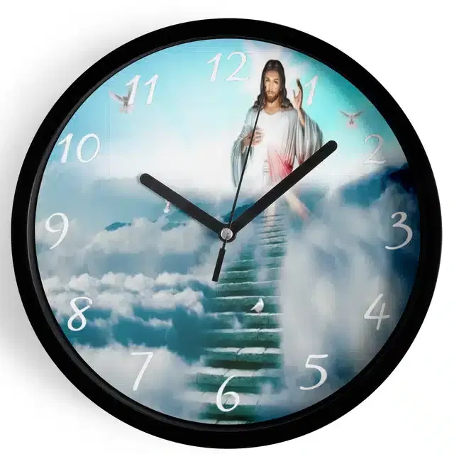 Plastic Jesus Printed Wall Clock, Multicolor, 10x10 Inches