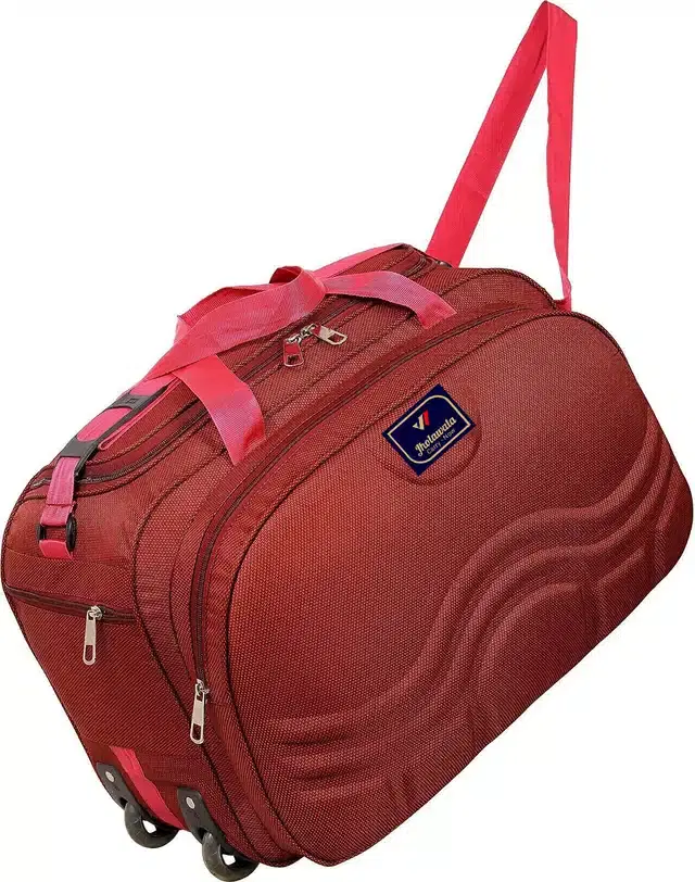 Polyester Traveling Luggage Bag with Wheels, Maroon,60 L
