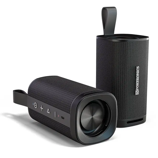 Portronics Fynix Mini 20w Hd Sound Portable Bluetooth Speaker With Dual Passive Radiator, 360° Surround Sound, Upto 4 Hours, Handsfree Calling, Tws Pairing, Bluetooth 5.3v, Type C Charging(Black)